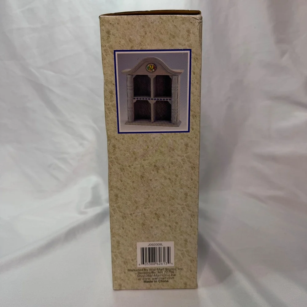 Vintage Wooden Curio Cabinet Wall Hanging Display Shelf Gray Brown